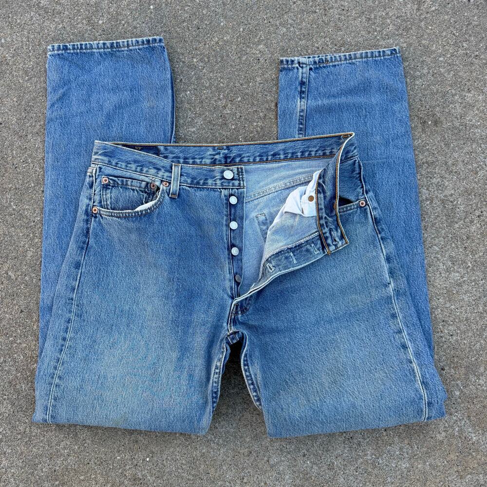 Vintage Y2K Levi's 501 Button Fly Original Fit Straight Leg Blue Jeans 36x34 USA